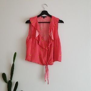 Sailor style banana and striped Made in USA top